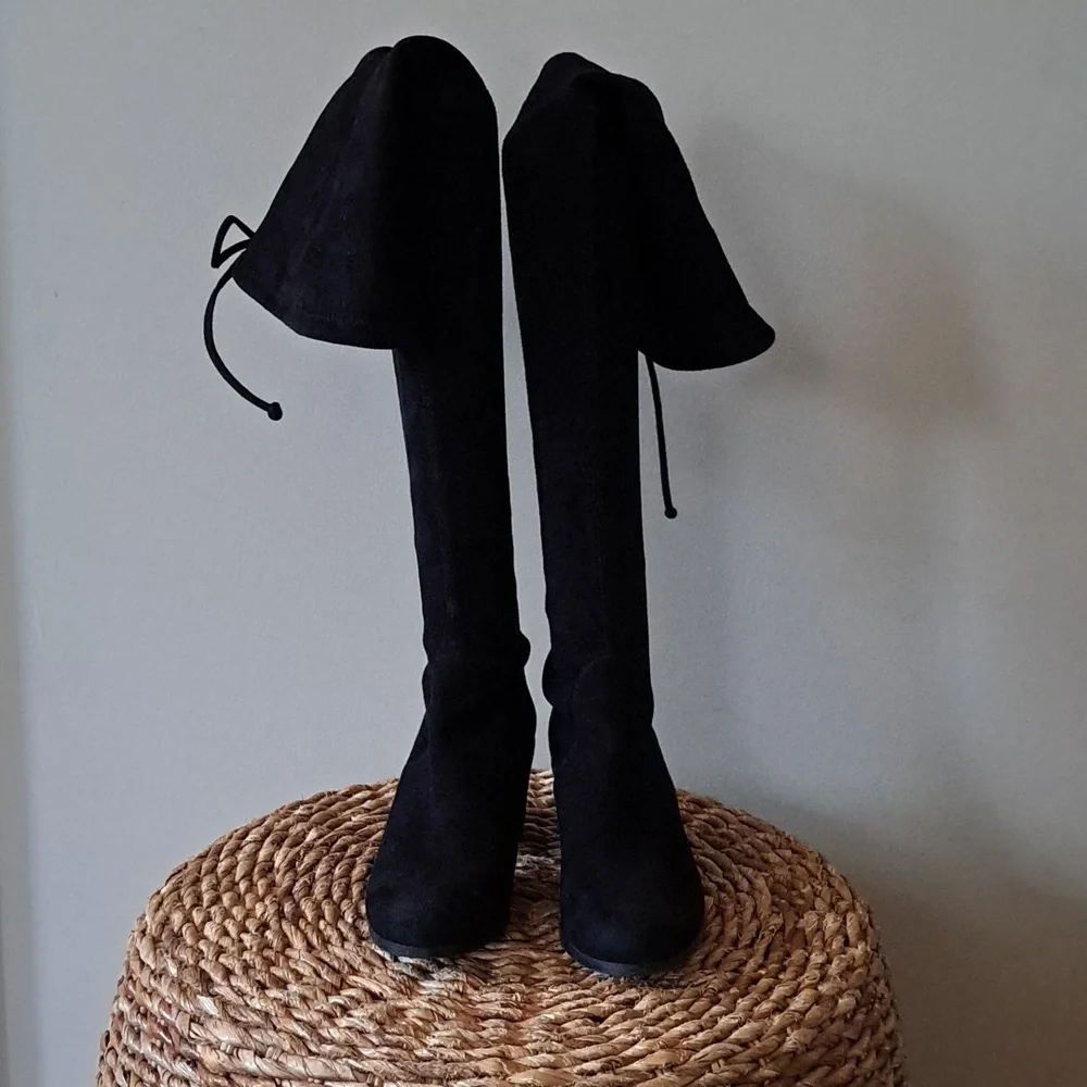 Stuart Weitzman Womens Classic Over The Knee Black Suede‎ Boots 2.5